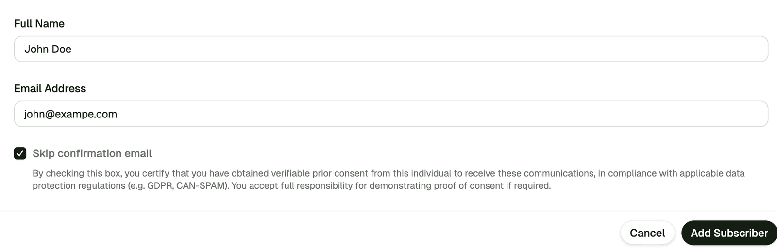 Skip mailing list confirmation emails screenshot