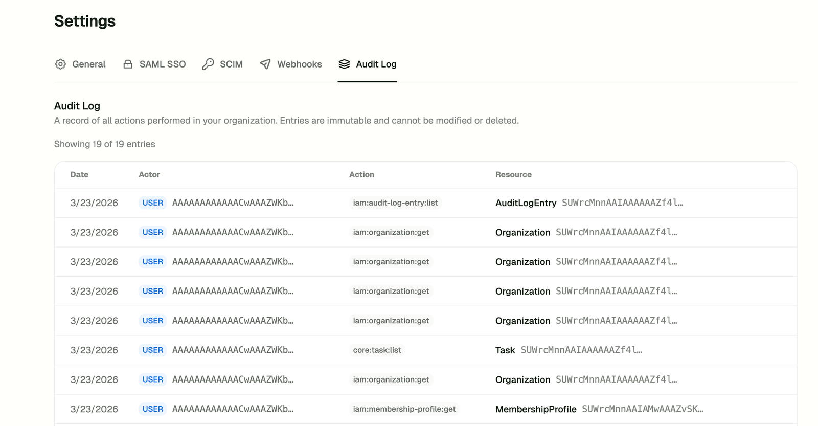 Access logs screenshot
