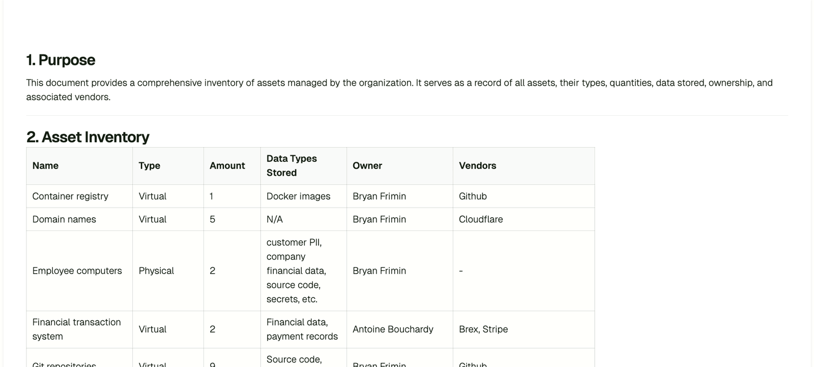 Data and asset registries as documents screenshot