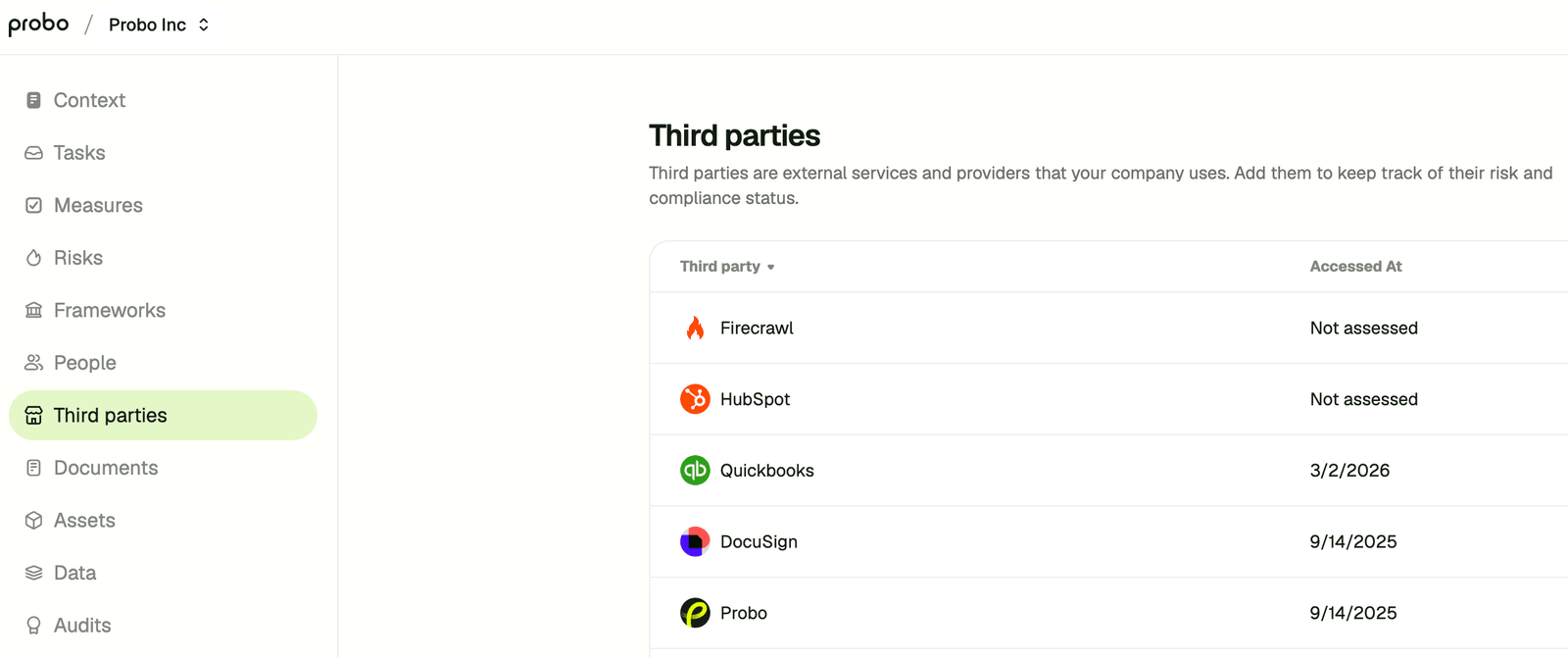 Vendors are now third parties screenshot