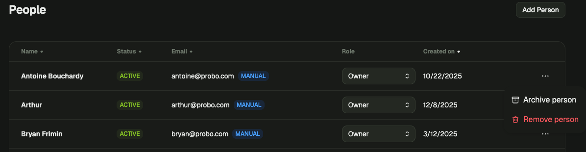 Archive users screenshot