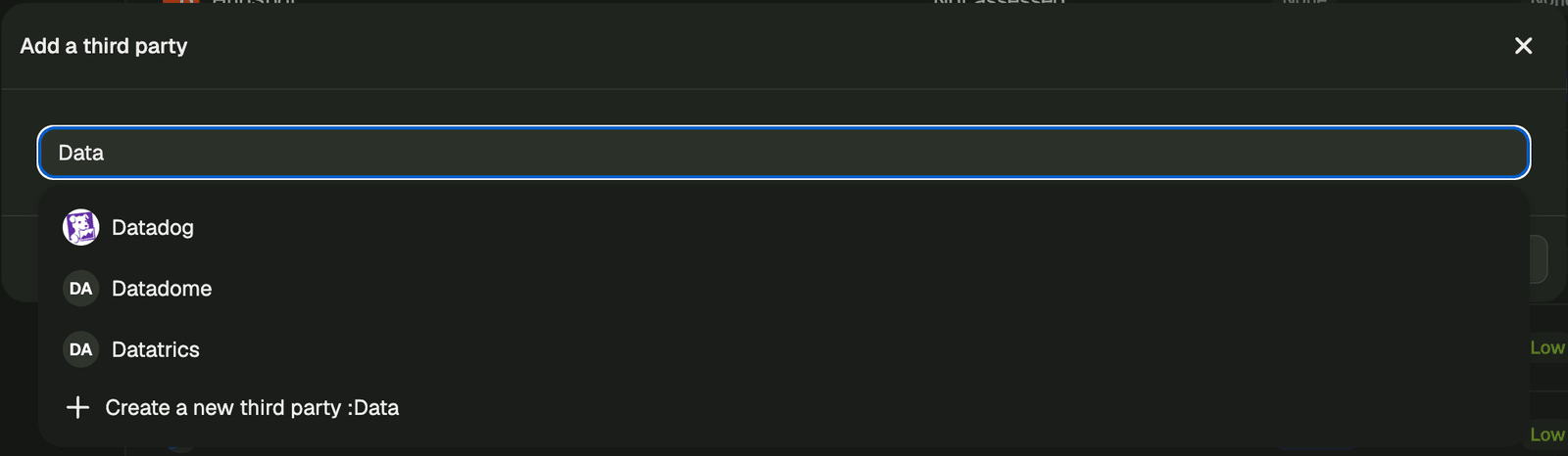 Auto-enriched vendor catalog screenshot
