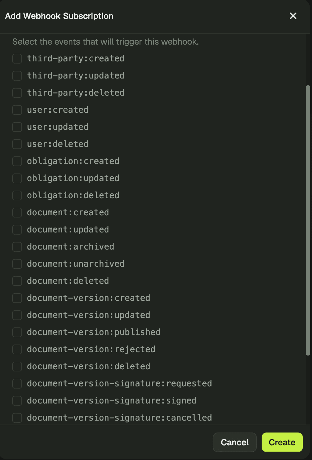 Document lifecycle webhooks screenshot