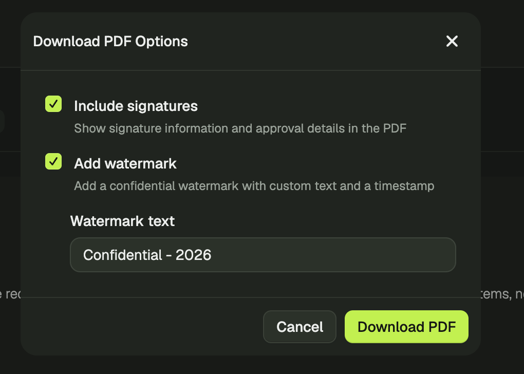 Custom watermark text on exports screenshot