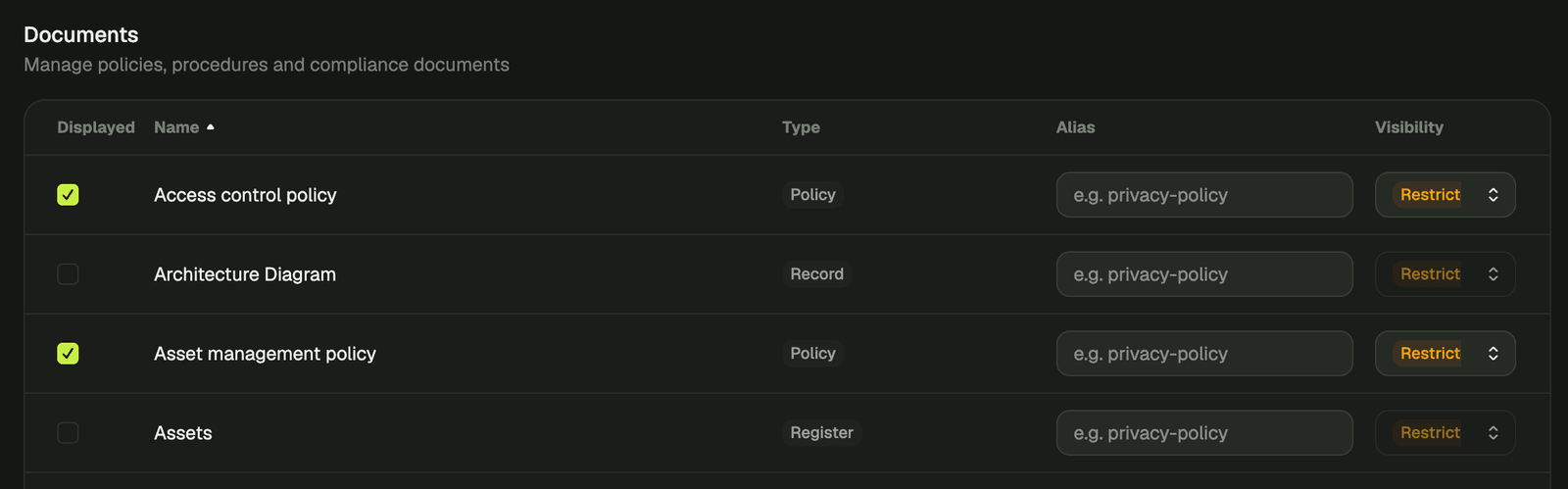 Simpler way to build compliance portals screenshot
