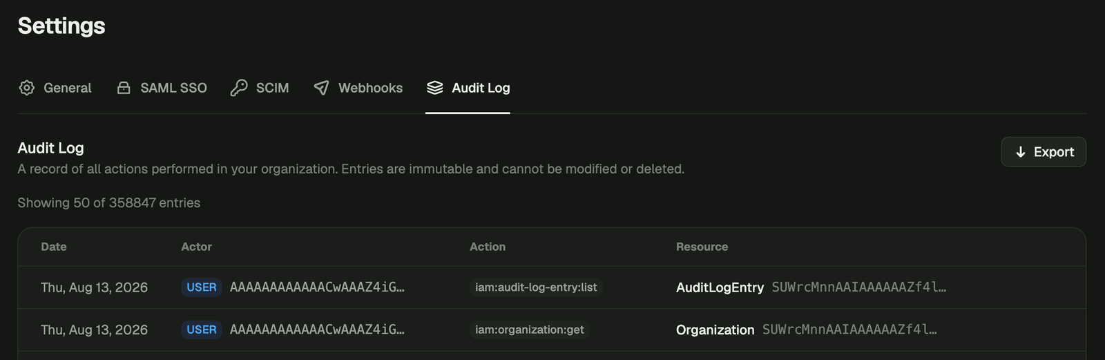Full SCIM audit detail screenshot