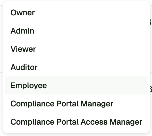 Compliance portal manager roles screenshot