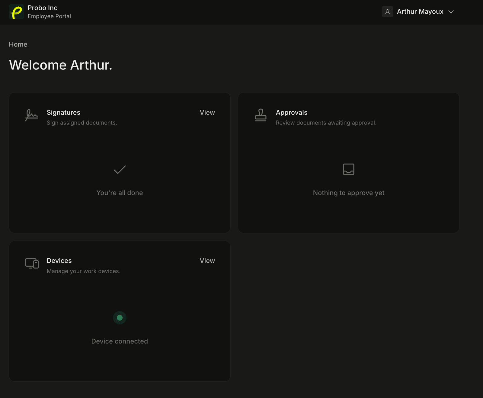 Employee portal: signing and approvals get a new home screenshot