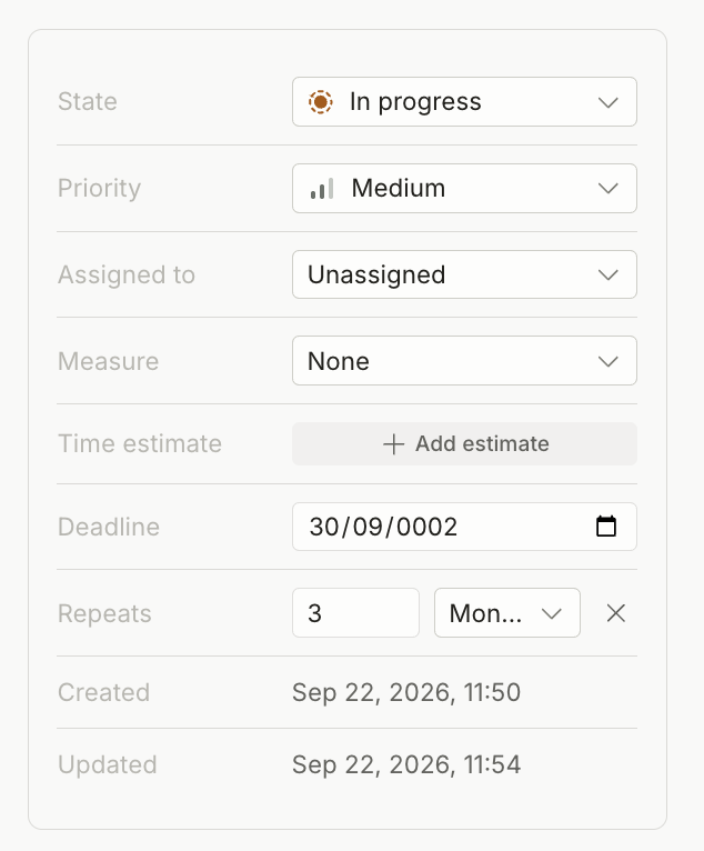 Recurring tasks that clone themselves screenshot