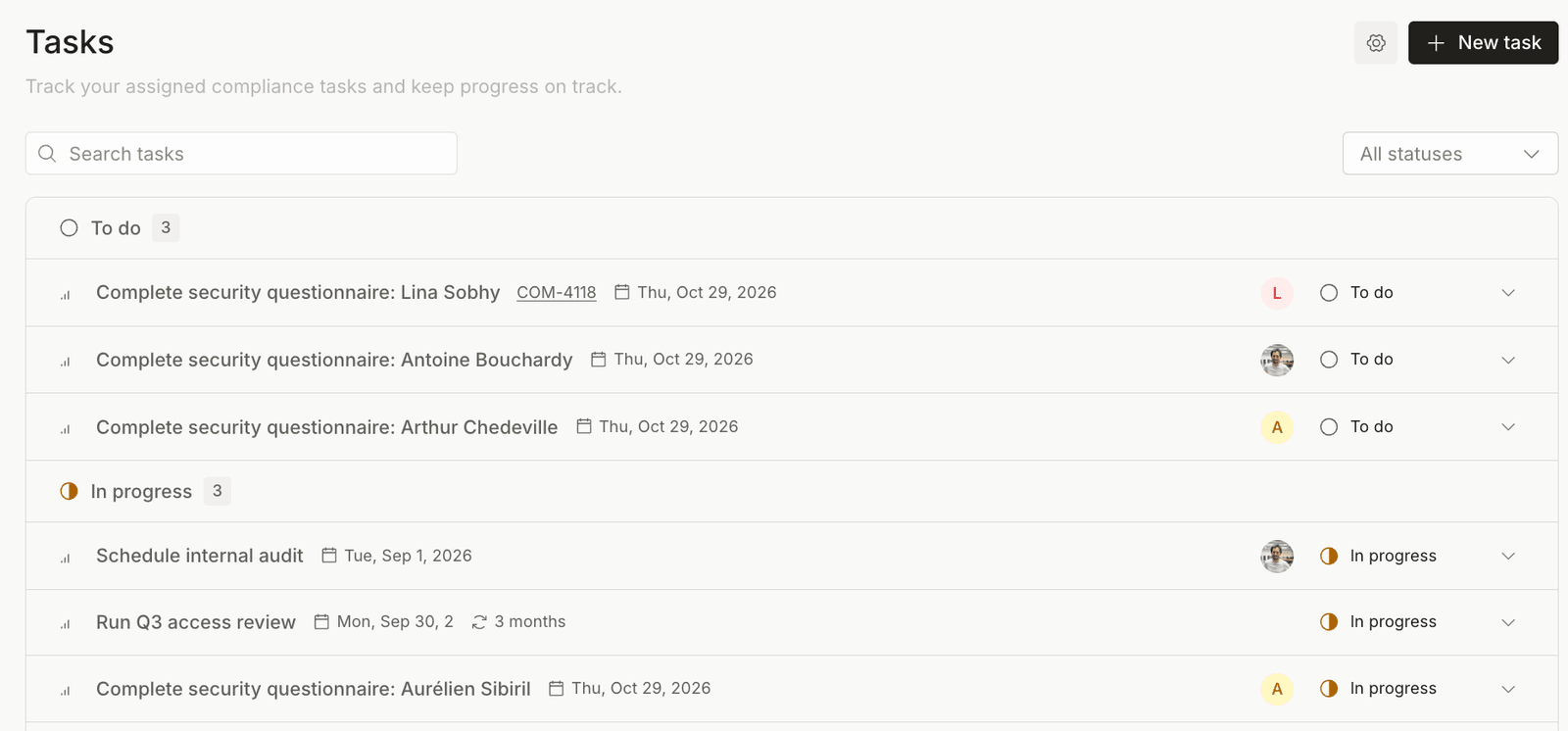 A clearer task list screenshot